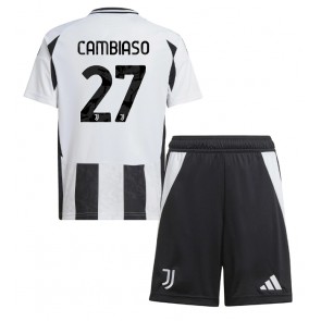 Billiga Juventus Andrea Cambiaso #27 Hemmatröja Barn 2024-25 Kortärmad (+ Korta byxor)